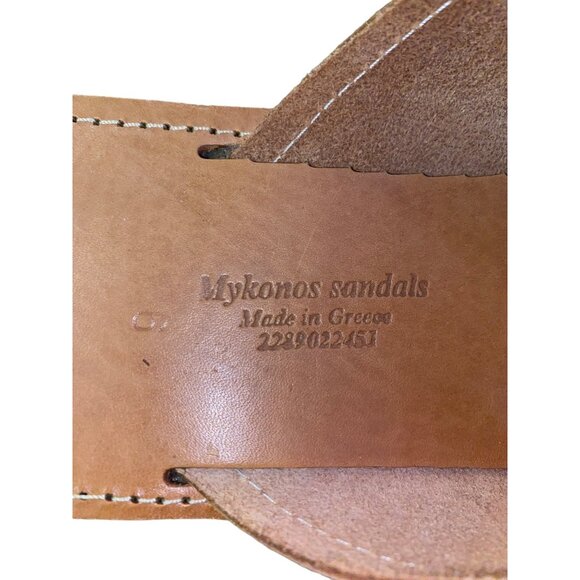 Mykonos Pool Slide Sandals Mens 9 Used Light Brown Leather 2289022451 - Picture 7 of 11